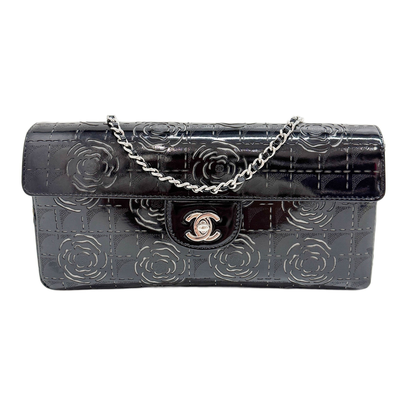 Classic Camelia Long Flap 2002-2003 Black Patent Leather Shoulder Bag