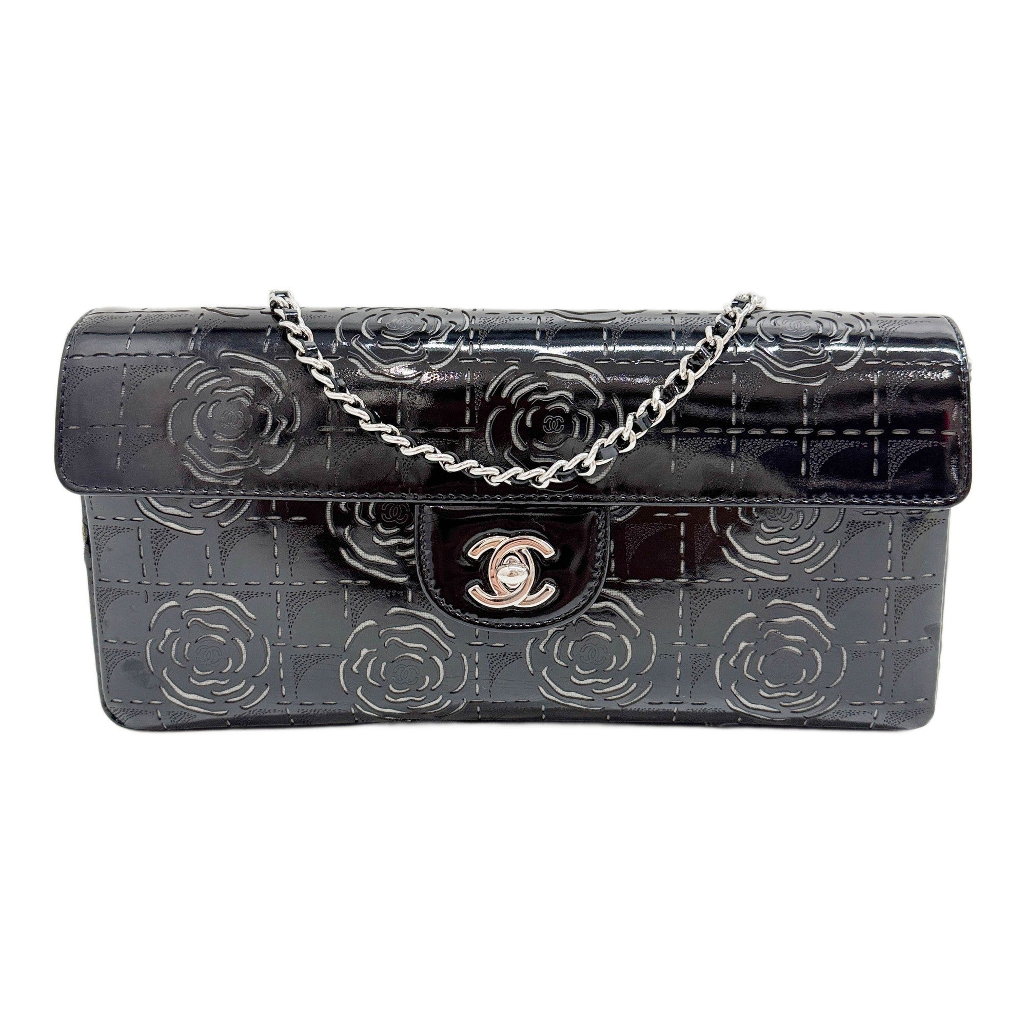 Classic Camelia Long Flap 2002-2003 Black Patent Leather Shoulder Bag