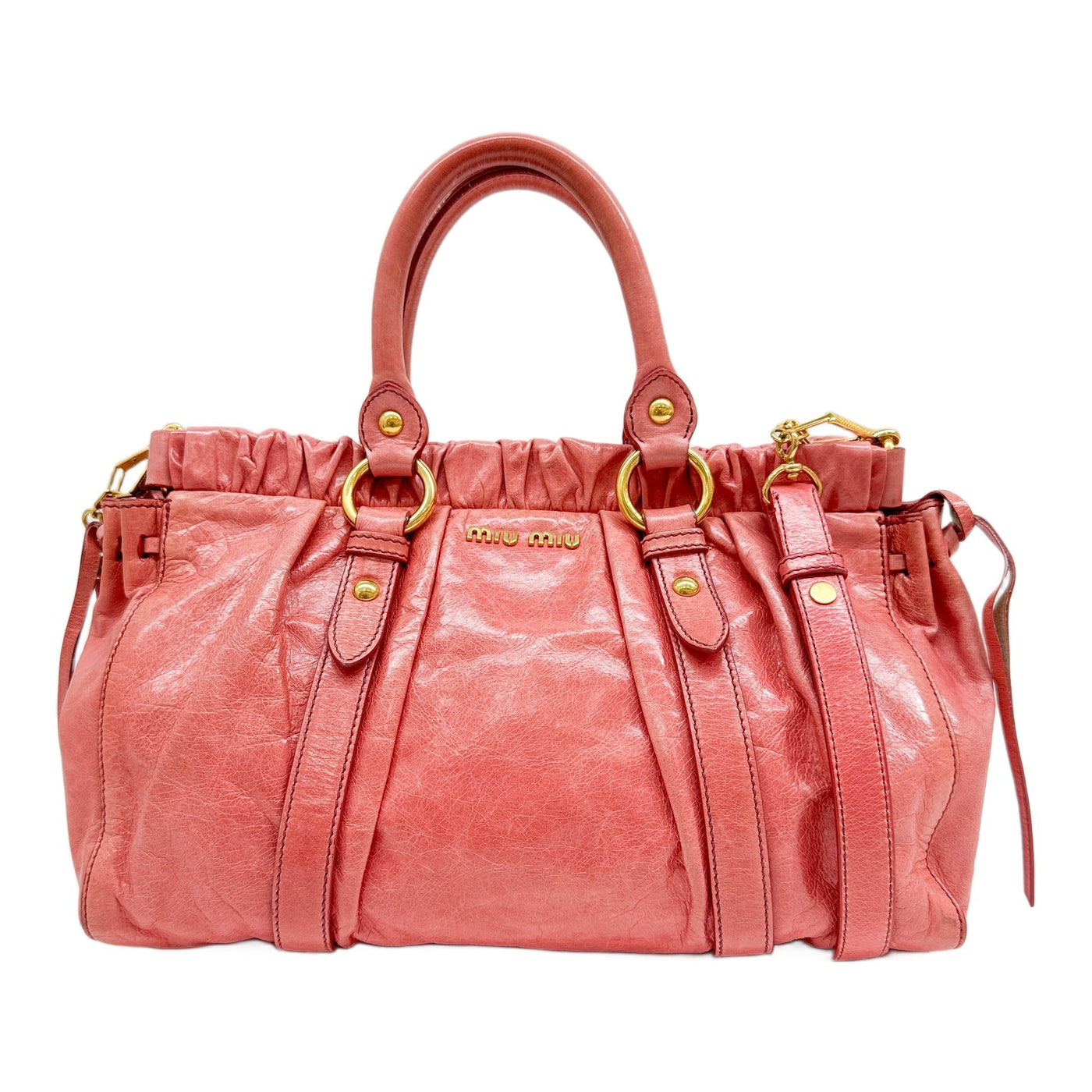 Vitello Pink Leather Two Way Bag