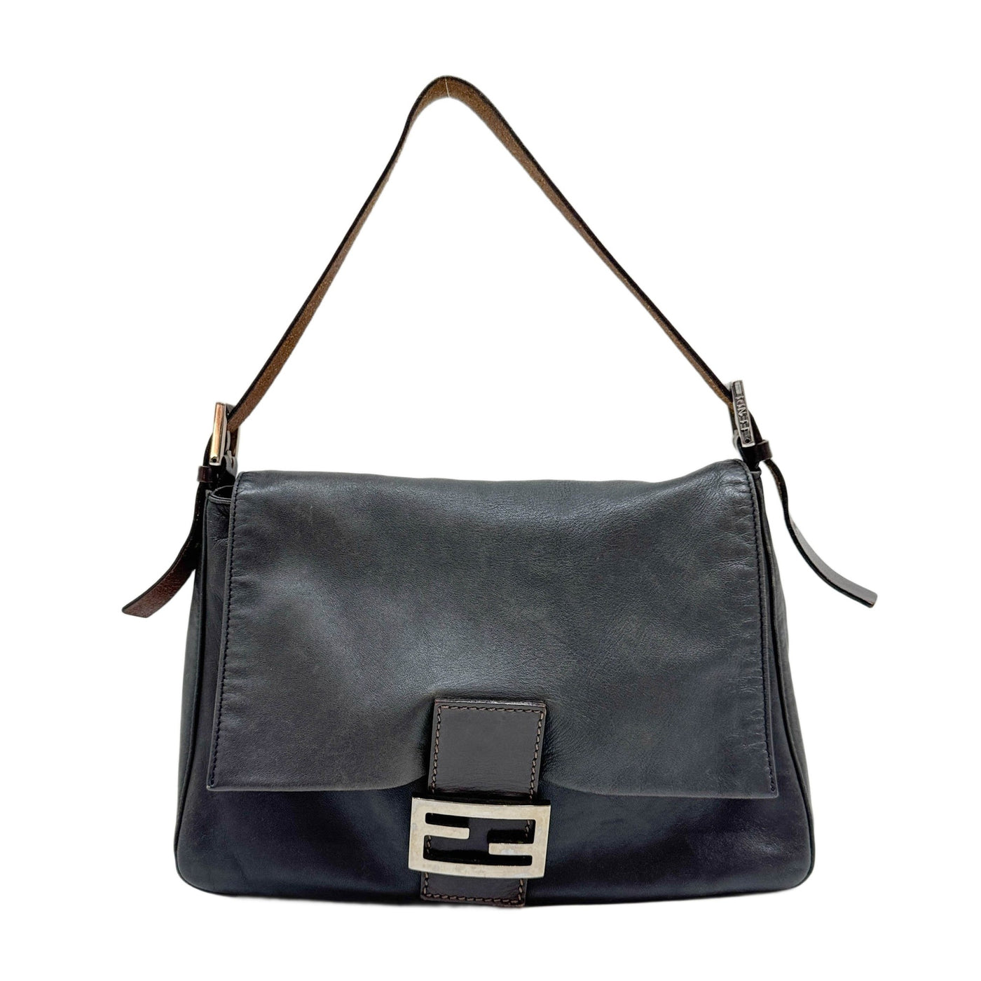 Mamma Baguette Grey Leather Shoulder Bag