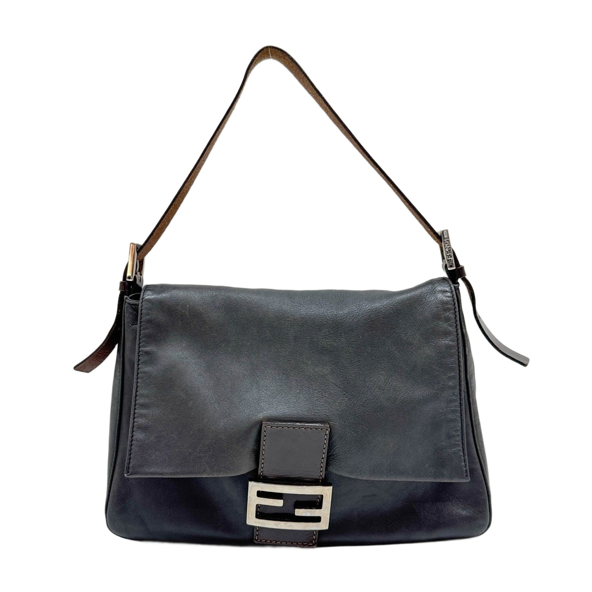 Mamma Baguette Grey Leather Shoulder Bag