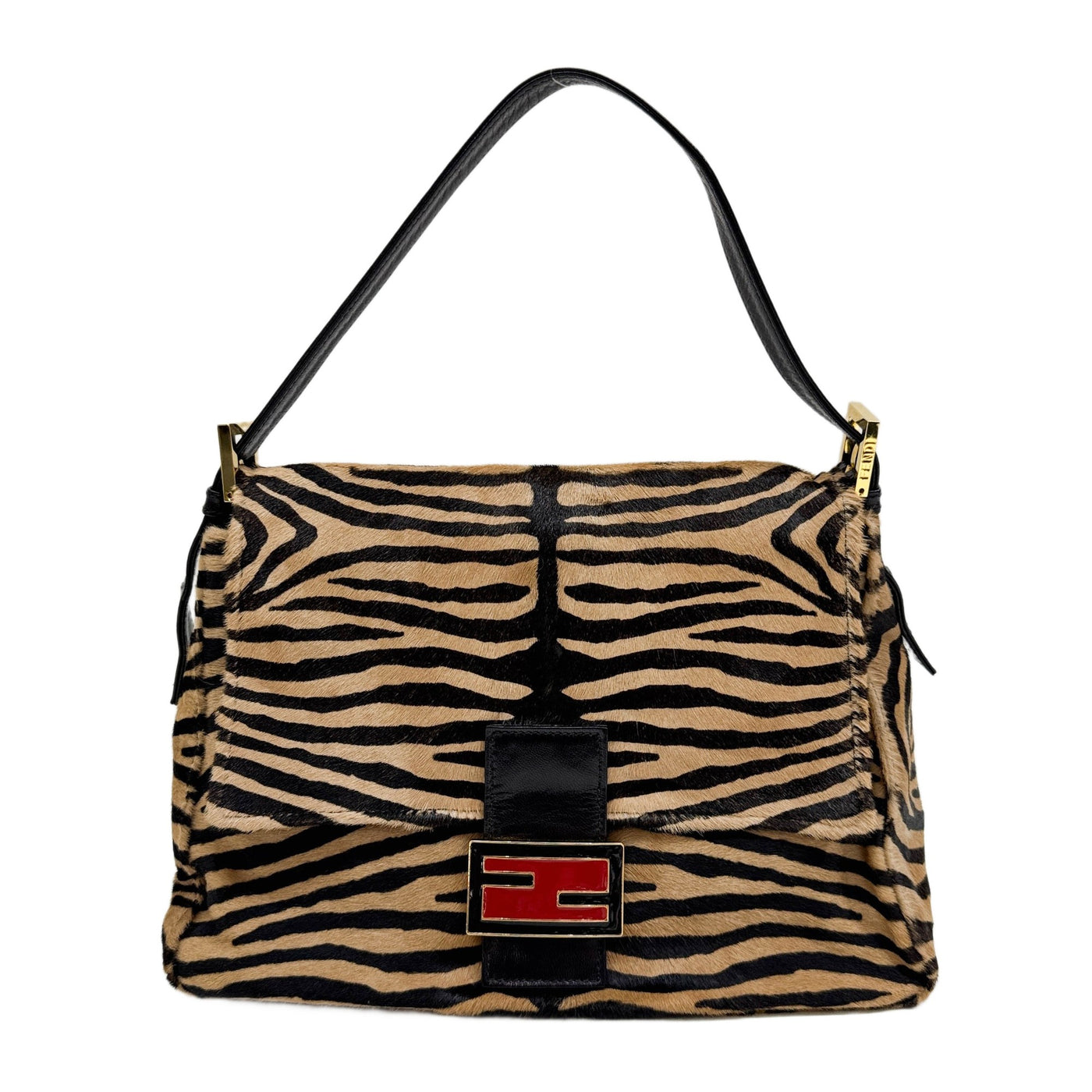 Mamma Baguette Brown Zebra Print Pony Hair Shoulder Bag