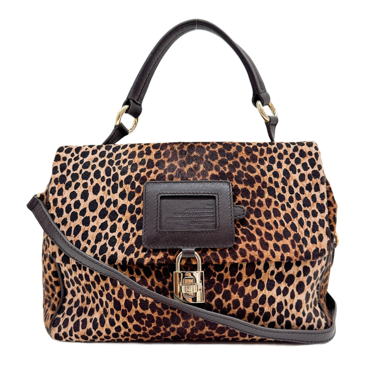 Brown Cheetah Print Pony Hair Two Way Bag