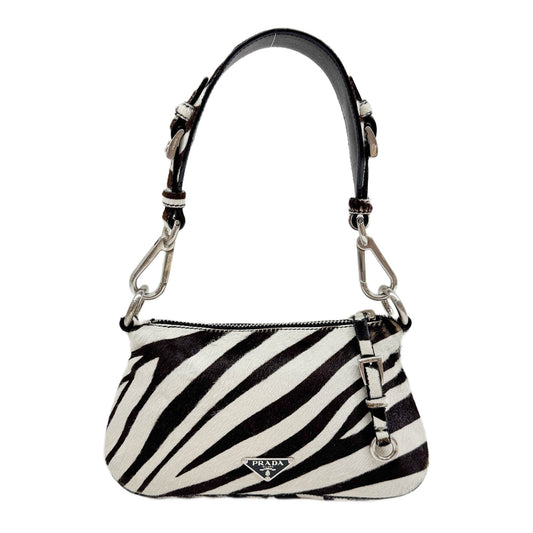 Brown Zebra Print Pony Hair Shoulder Bag