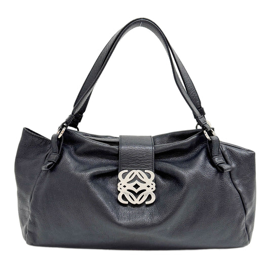 Anagram Black Leather Handle Bag