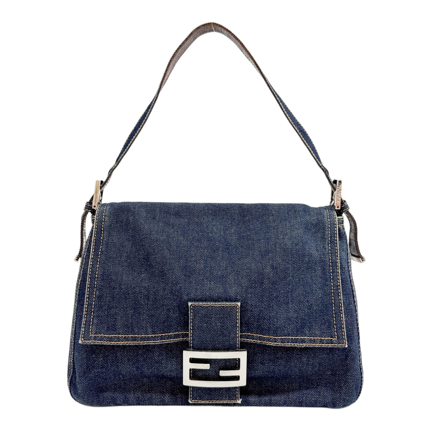 Mamma Baguette Blue Denim Shoulder Bag