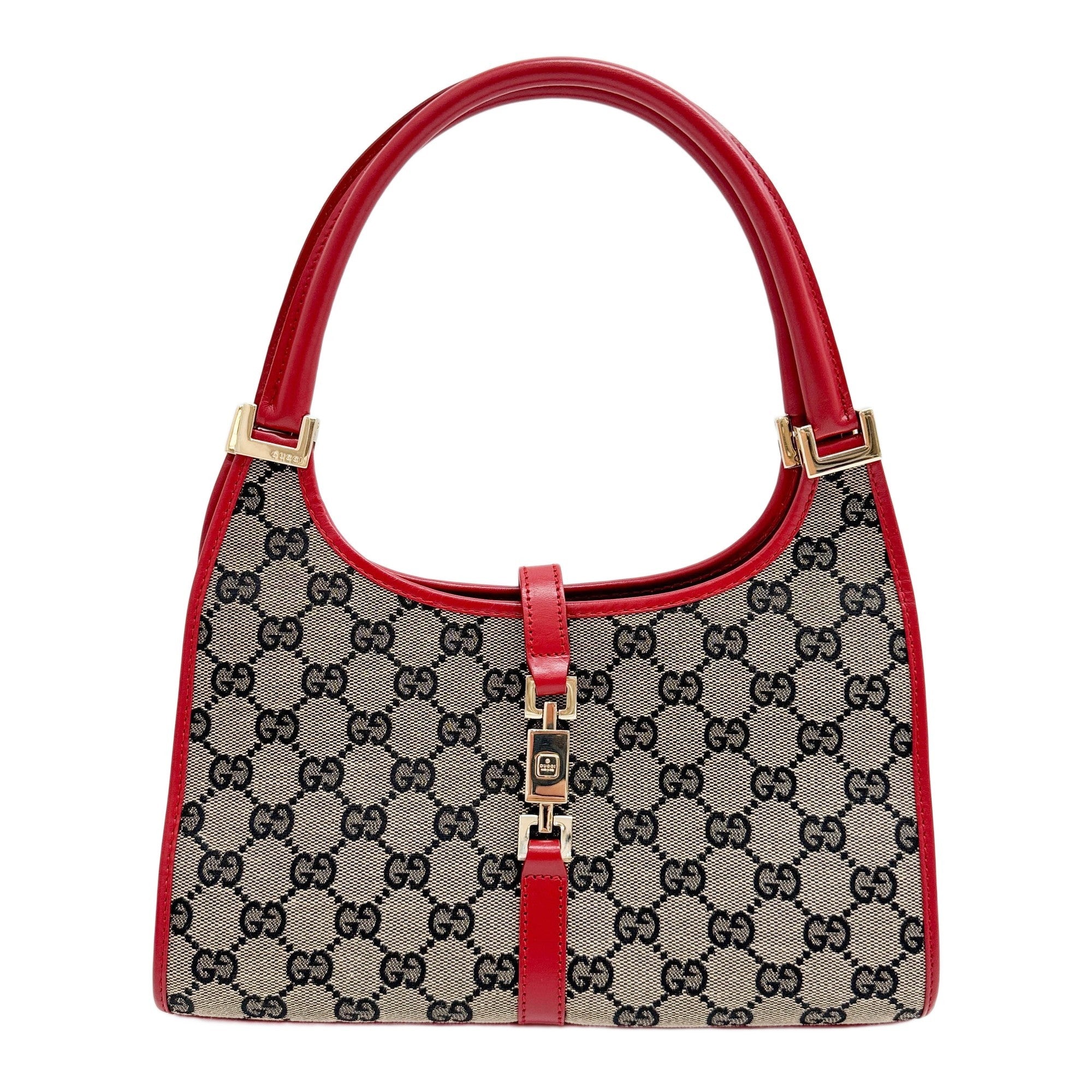 Joy Bardot Red Trim Brown GG Canvas Shoulder Bag
