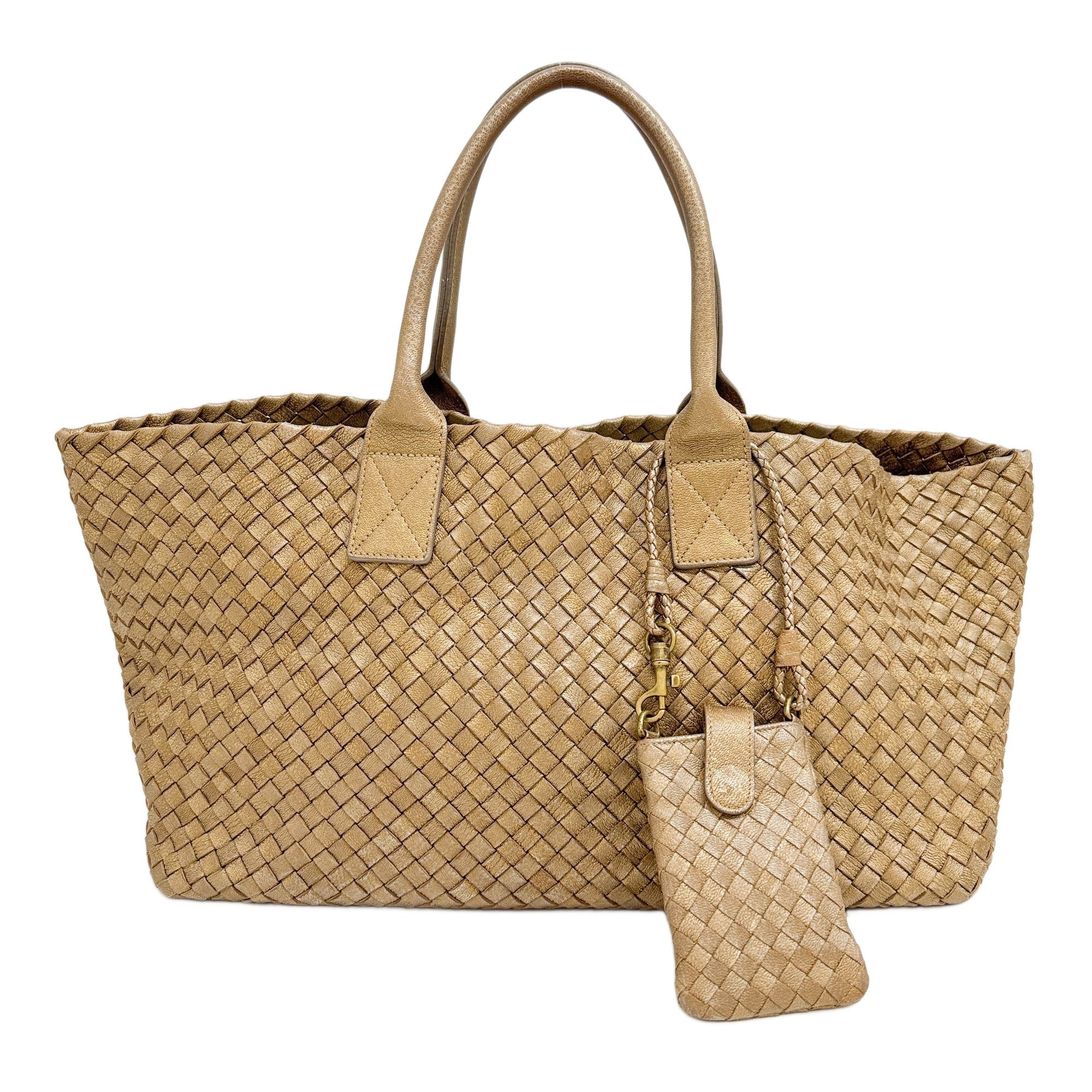 Cabat Intrecciato Metallic Gold Nappa Leather Tote Bag
