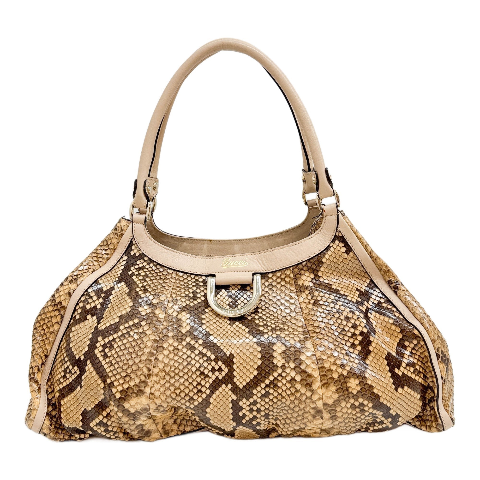 Abbey Brown Embossed Python Leather Shoulder Bag