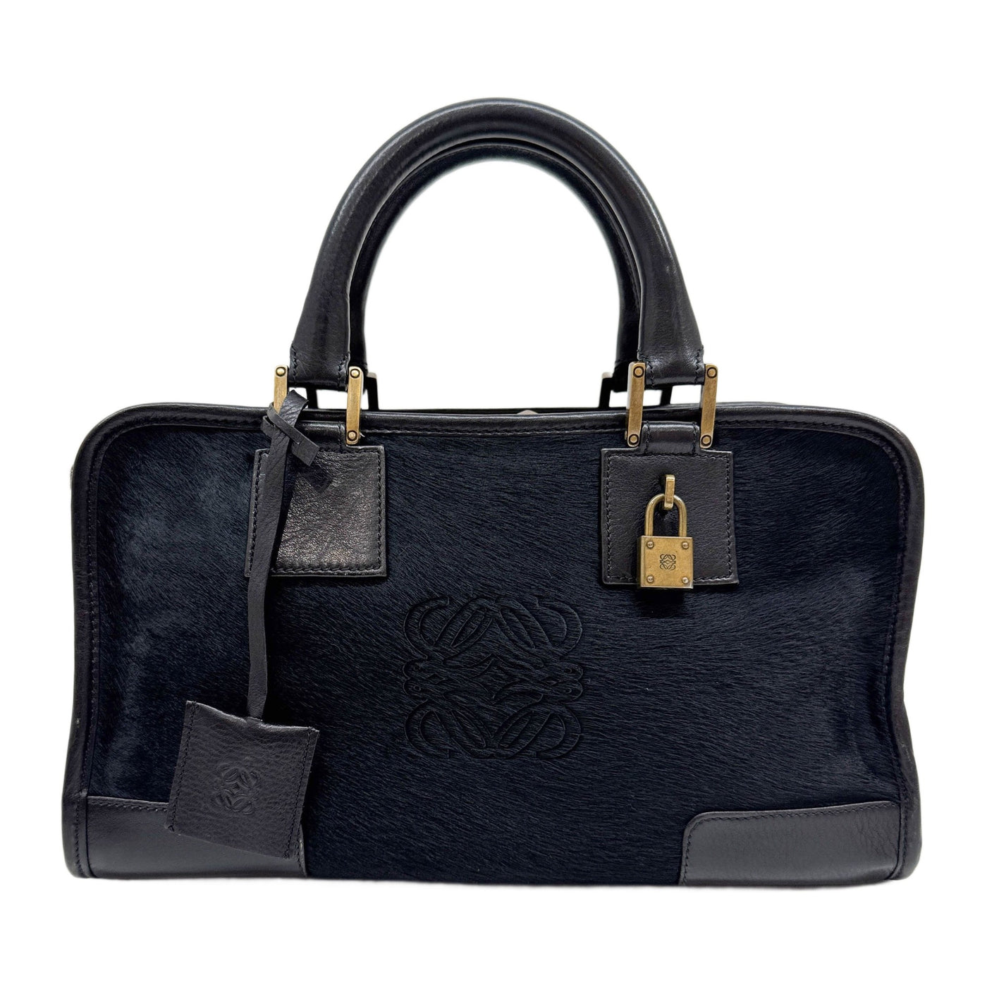 Amazona 28 Leather Trim Black Pony Hair Hand Bag