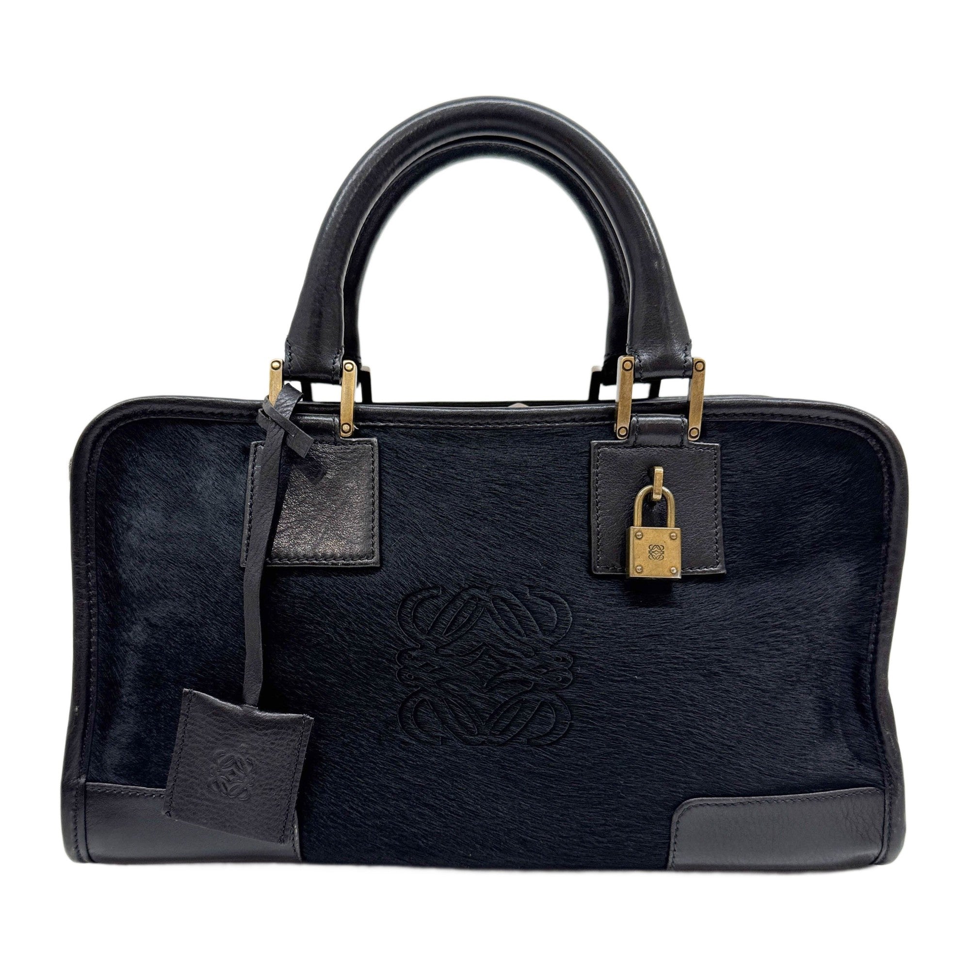 Amazona 28 Leather Trim Black Pony Hair Hand Bag