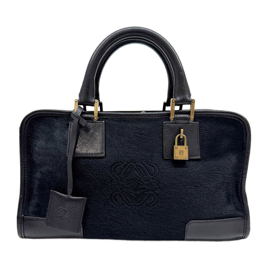 Amazona 28 Leather Trim Black Pony Hair Hand Bag