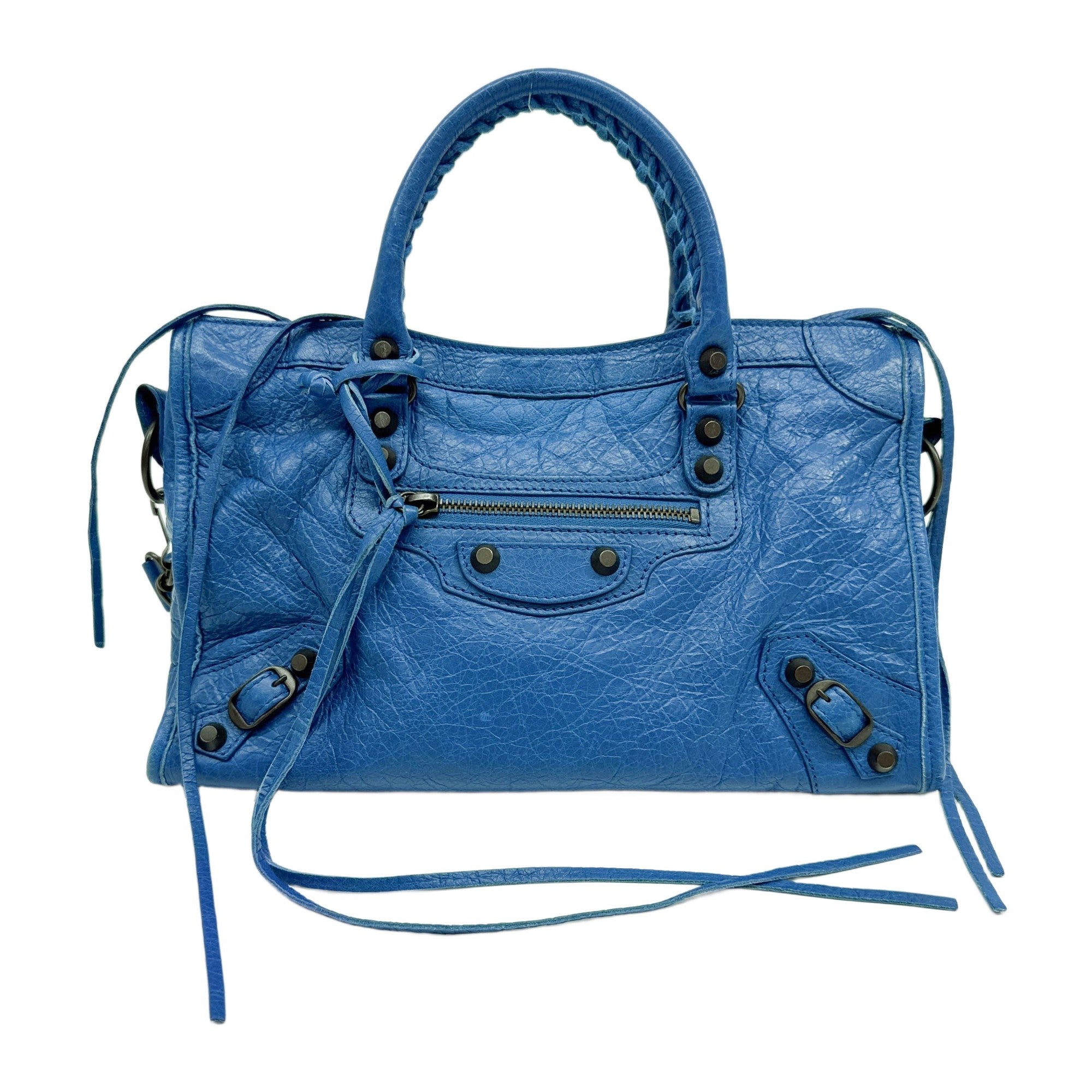 Small City Ocean Blue Leather Two Way Bag