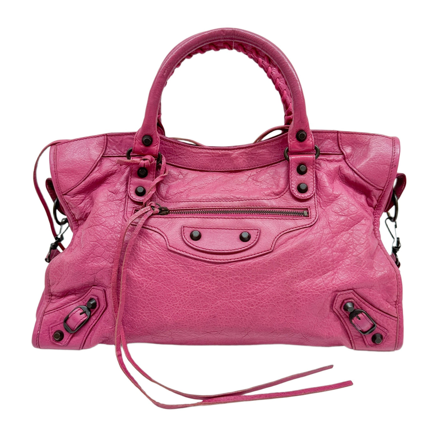 The City Bubblegum Pink Leather Two Way Bag