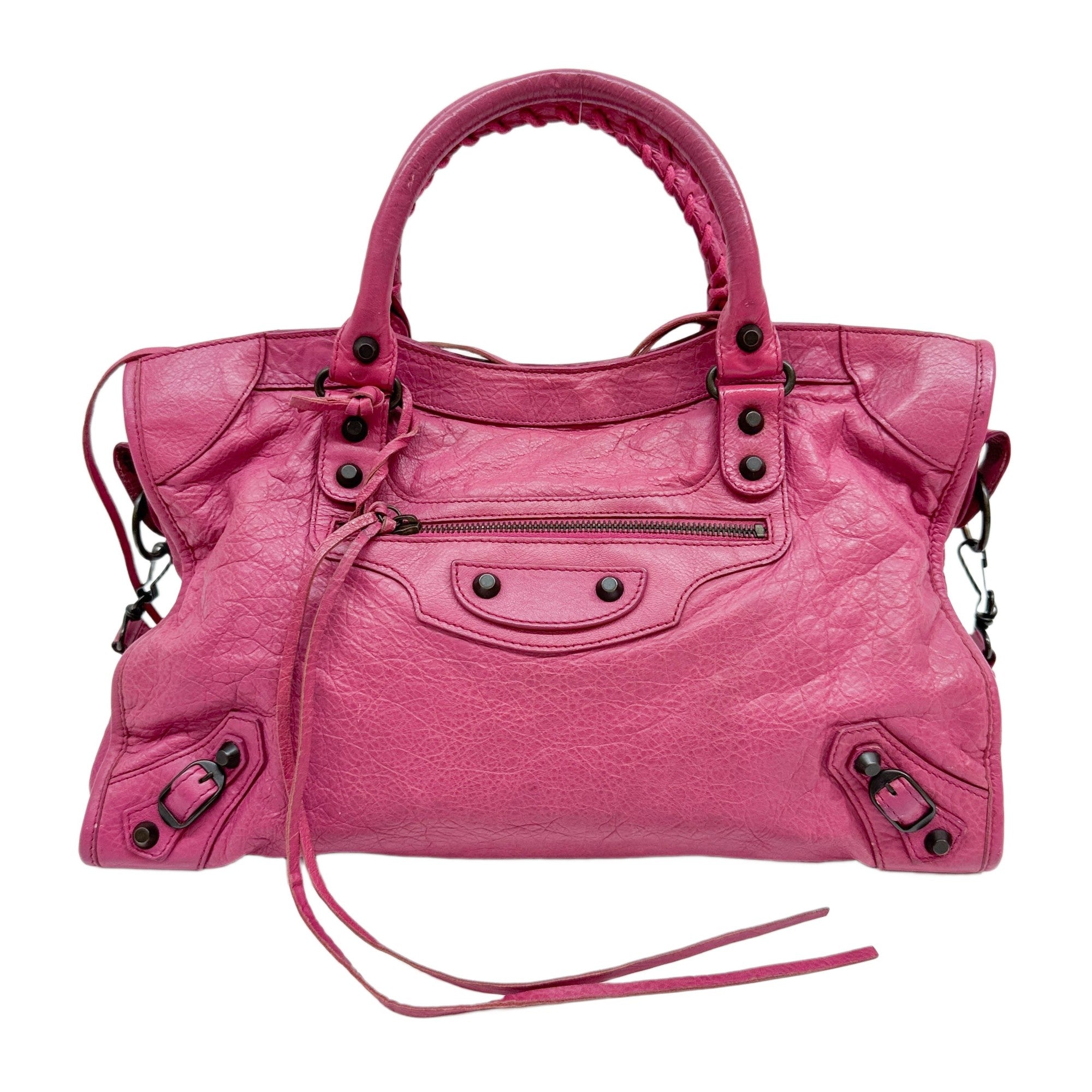 The City Bubblegum Pink Leather Two Way Bag