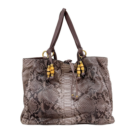 Jungle Mauve Python Embossed Leather Tote Bag