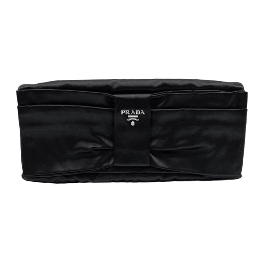 Raso Bow Black Satin Clutch Bag