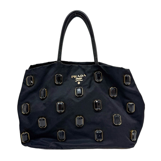 Tessuto Pietre Bijou Black Nylon Hand Bag