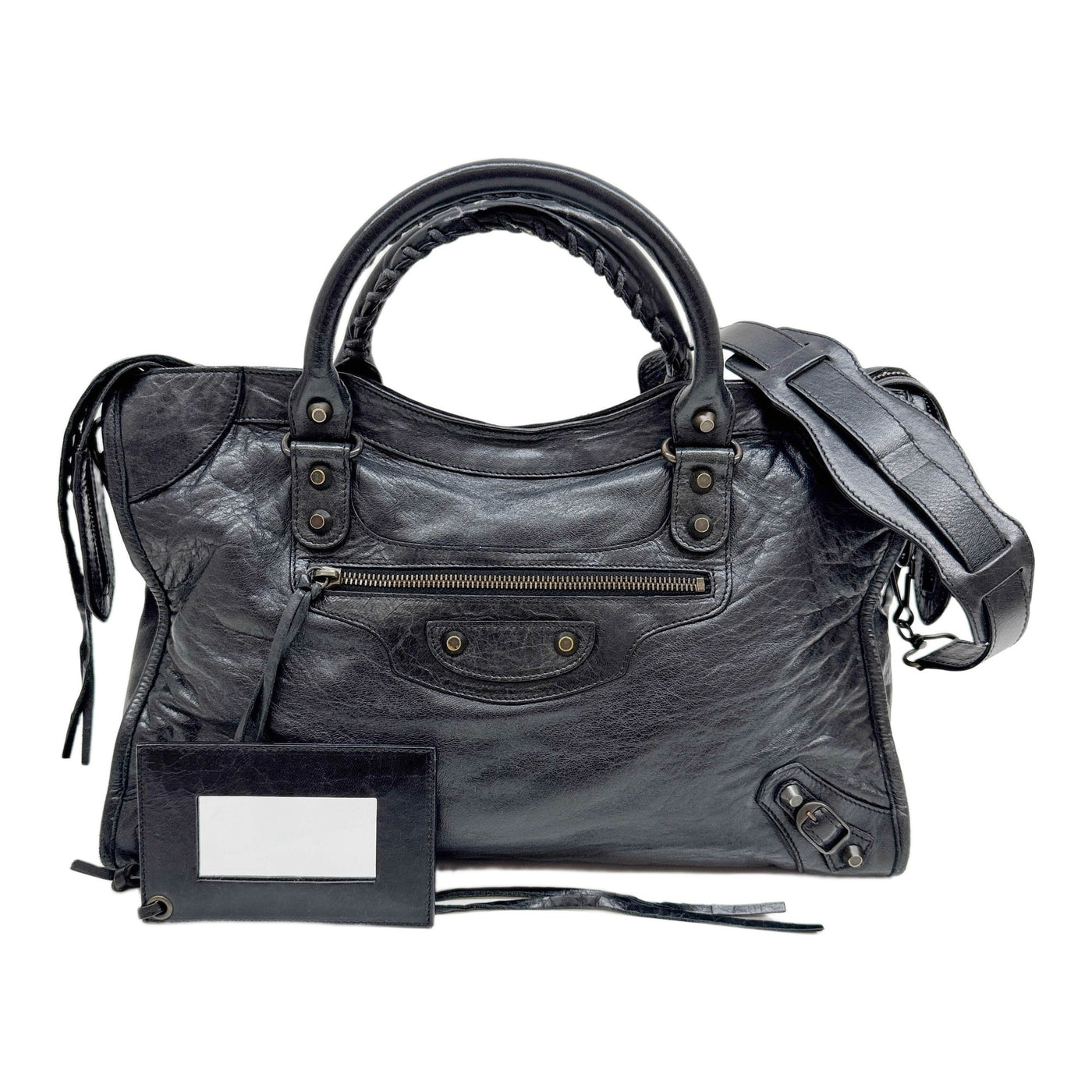 The City Anthracite Grey Leather Two Way Bag