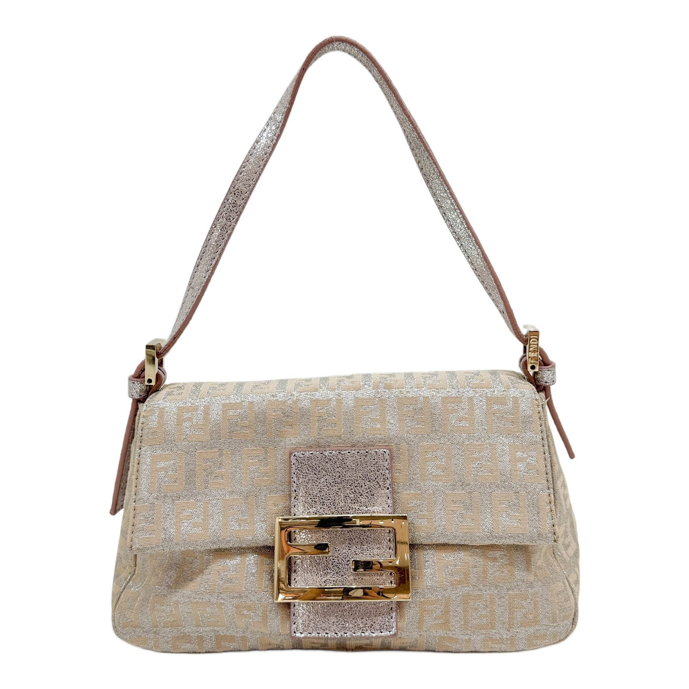 Mini Mamma Baguette Pink & Silver Glitter Zucchino Canvas Shoulder Bag