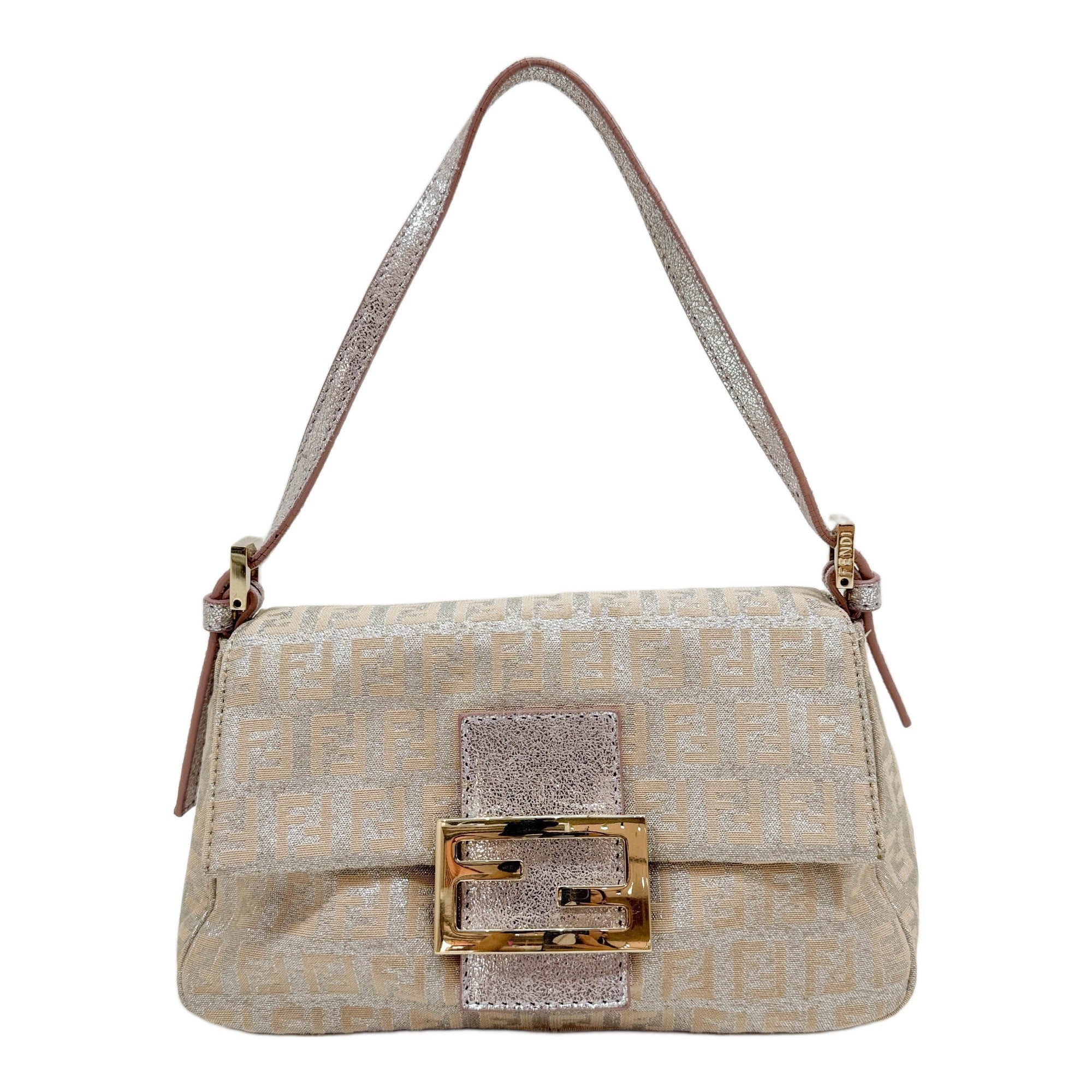 Mini Mamma Baguette Pink & Silver Glitter Zucchino Canvas Shoulder Bag