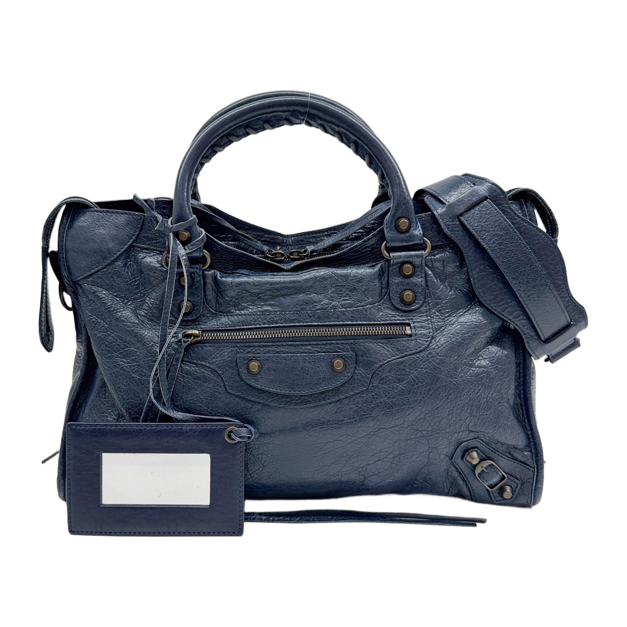 The City Deep Sea Blue Leather Two Way Bag
