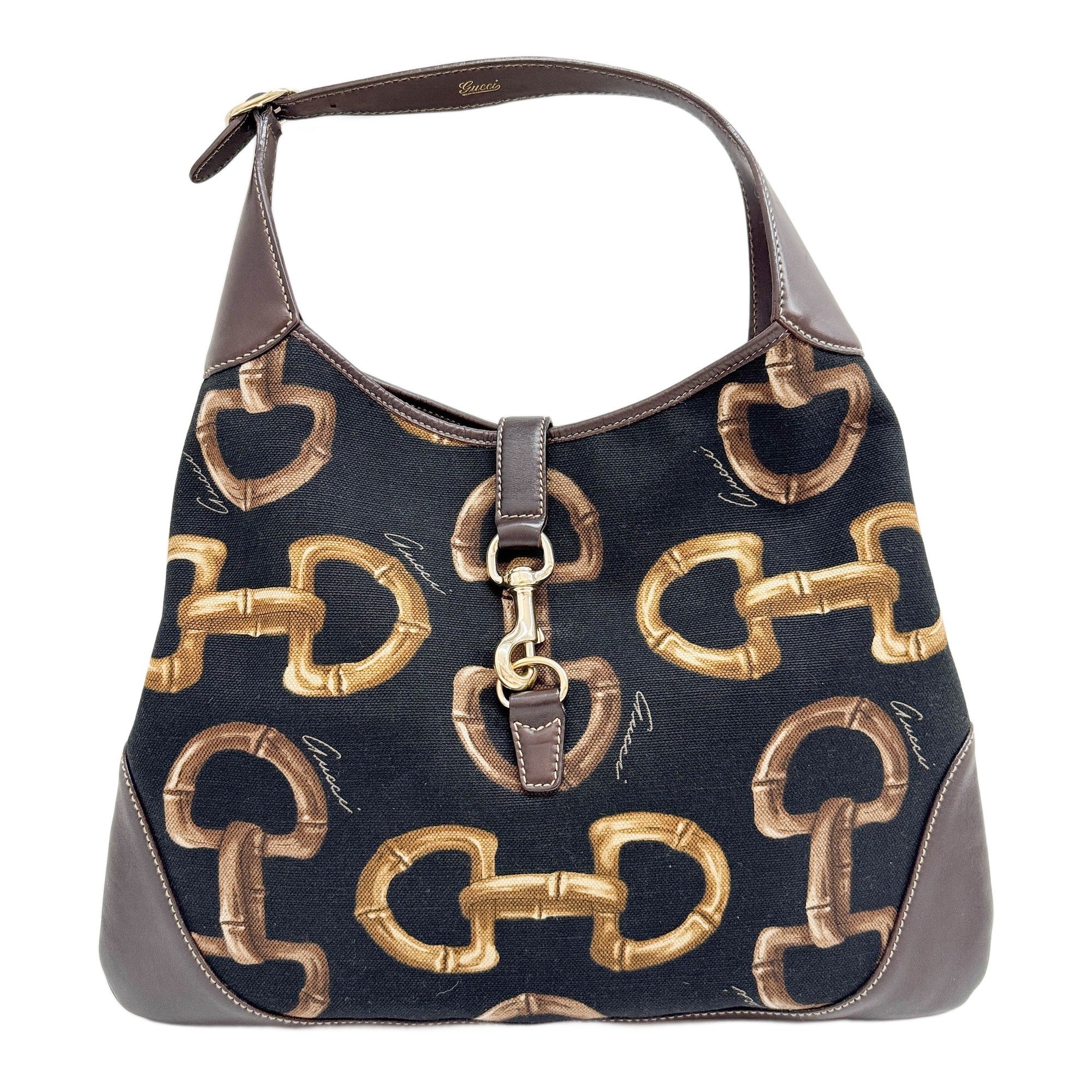 Jackie Black Canvas Hobo Shoulder Bag