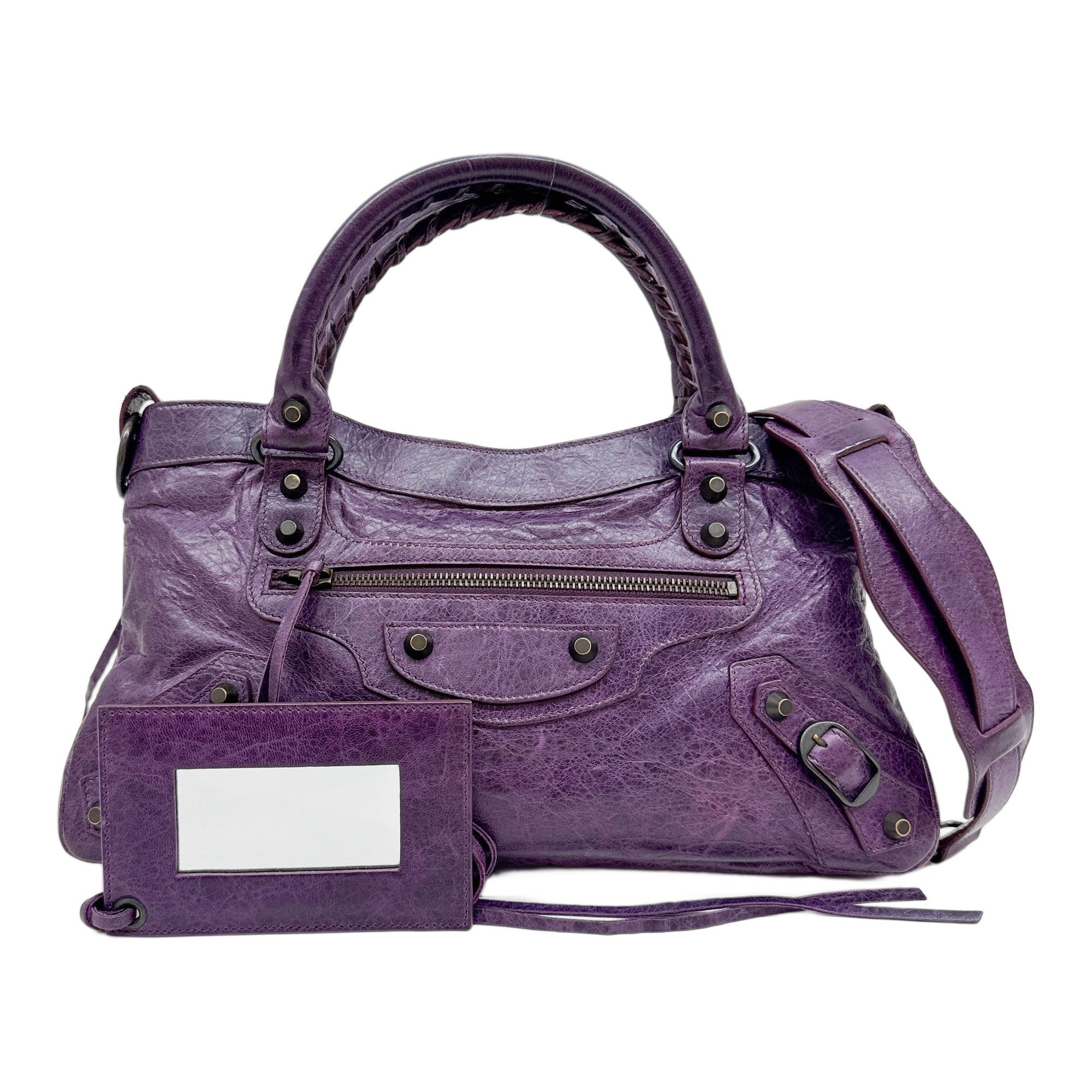 The First Purple Leather Two Way Bag