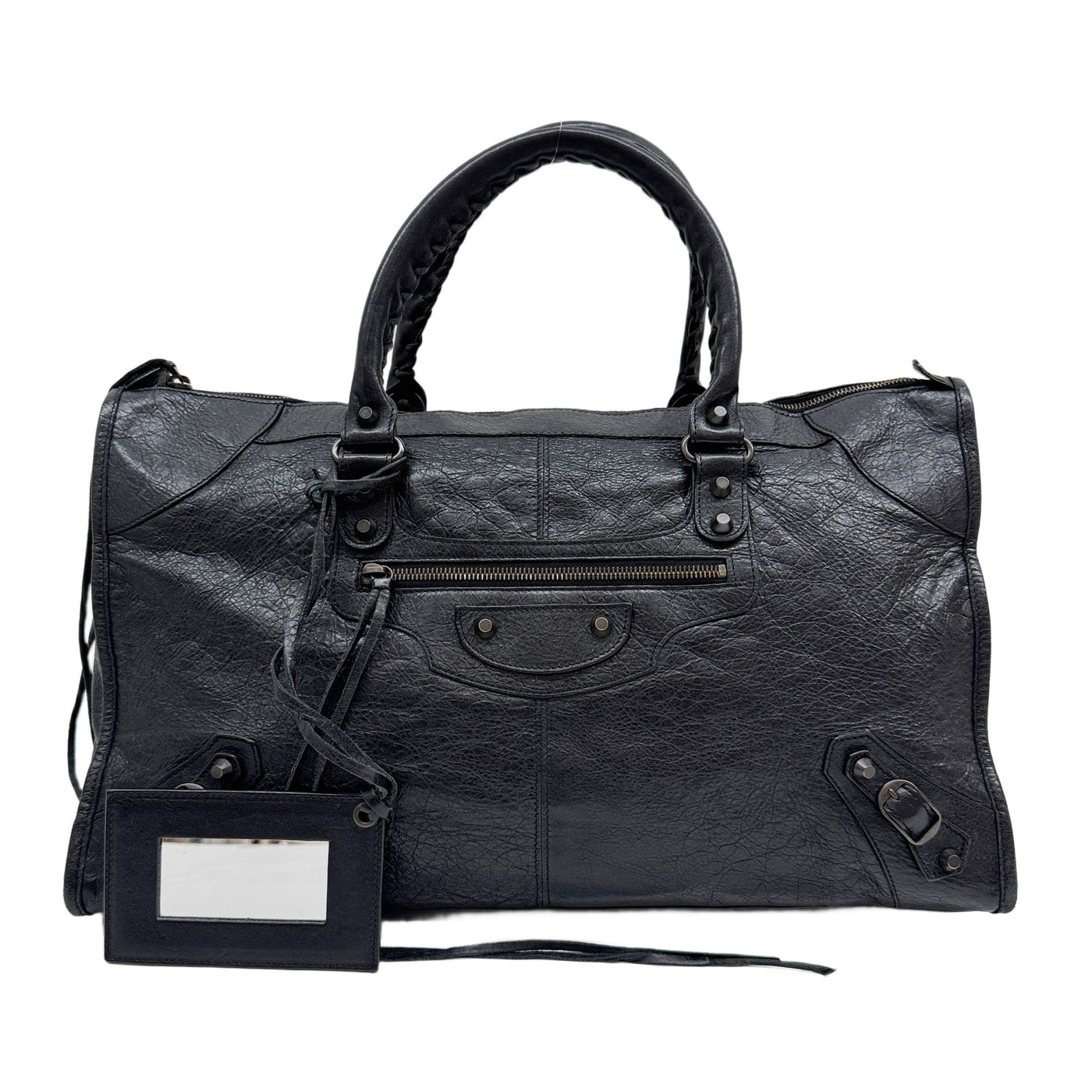 Work Anthracite Grey Leather Hand Bag