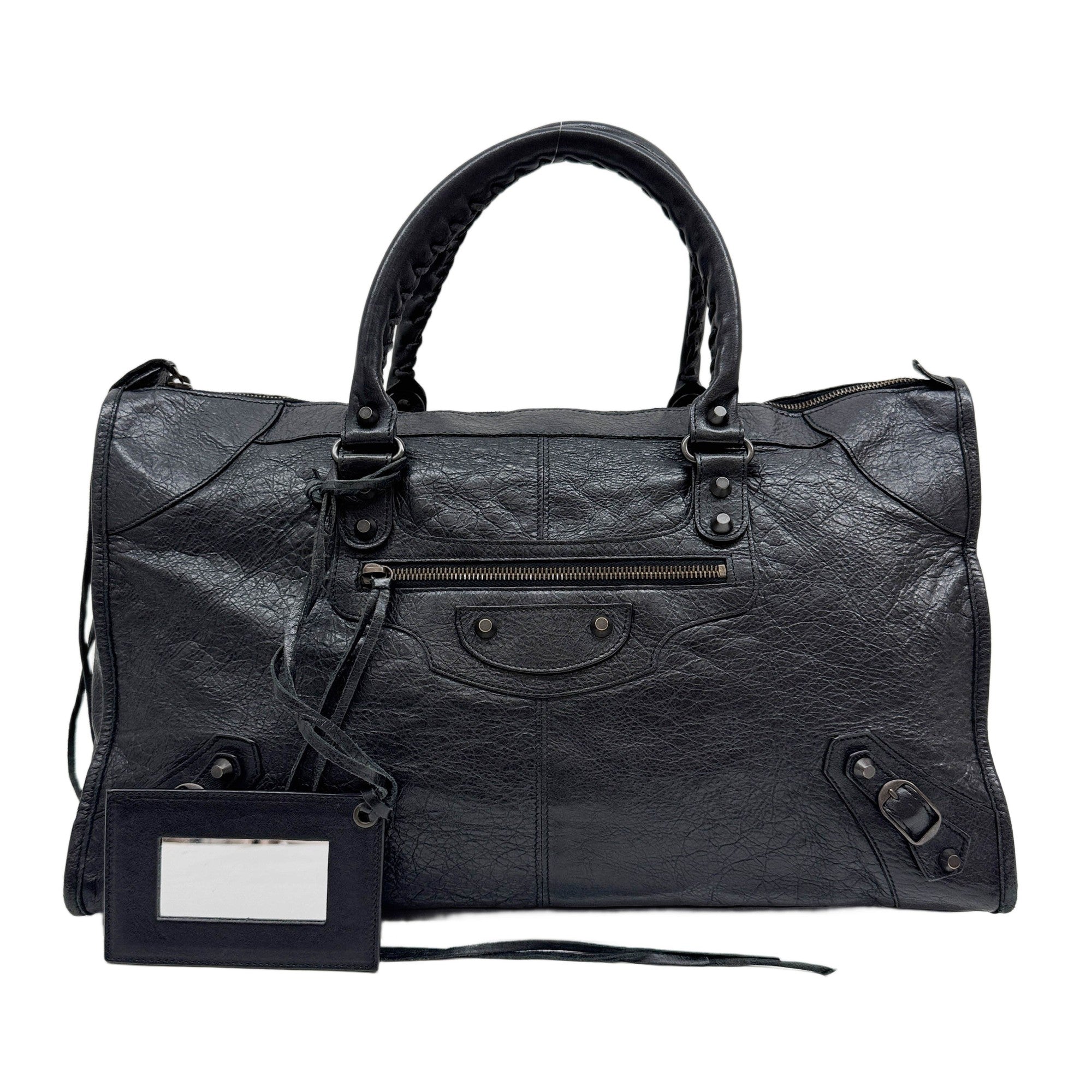 Work Anthracite Grey Leather Hand Bag