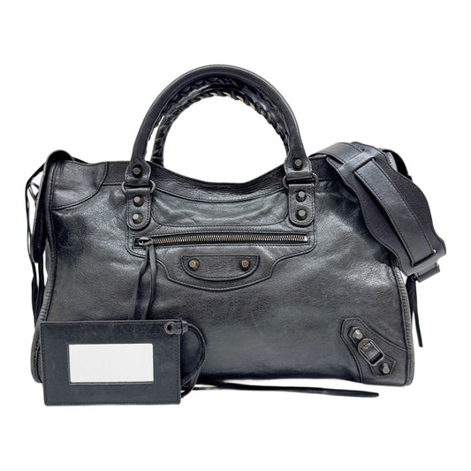 The City Black Leather Two Way Bag