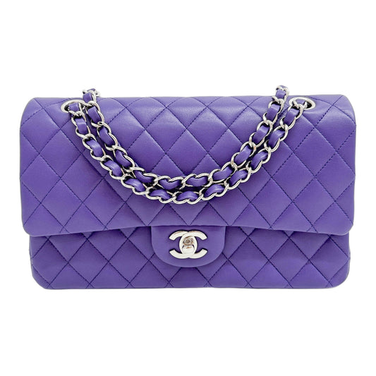 Medium Classic Double Flap 2015-2016 Matelasse Purple Leather Shoulder Bag