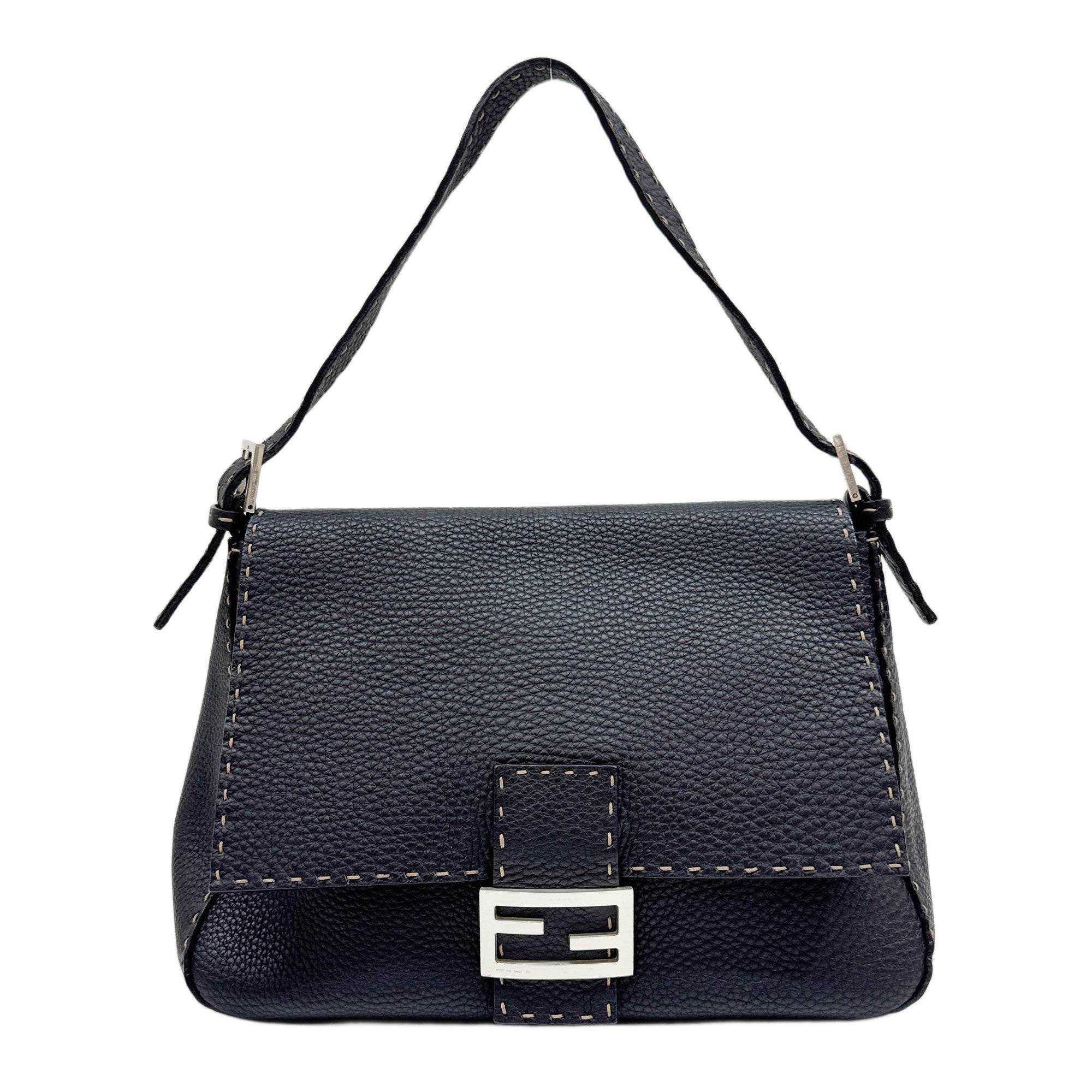 Mamma Baguette Selleria Black Leather Shoulder Bag