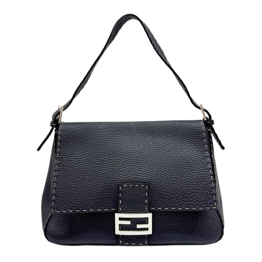 Mamma Baguette Selleria Black Leather Shoulder Bag