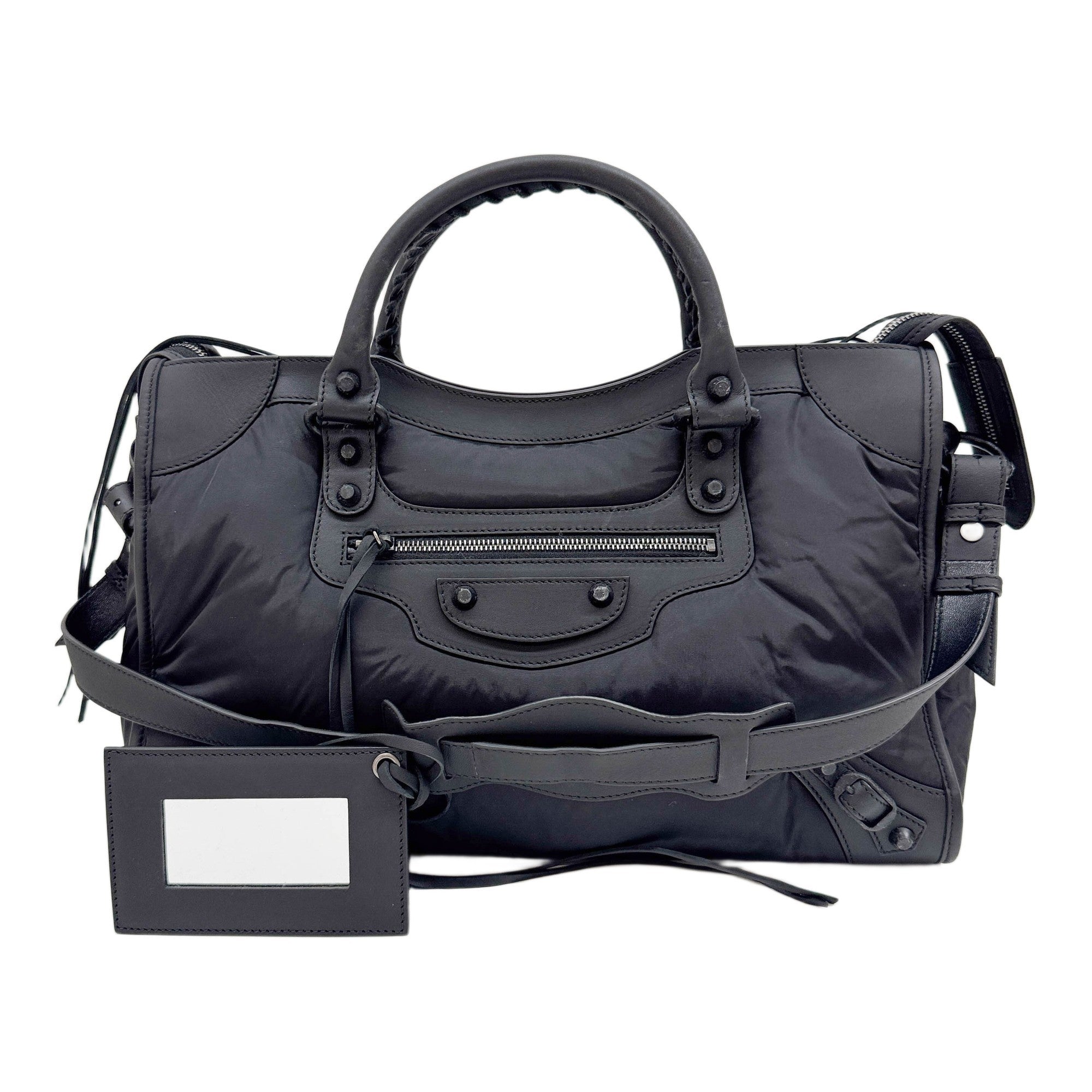 The City Puffy Black Nylon Two Way Bag