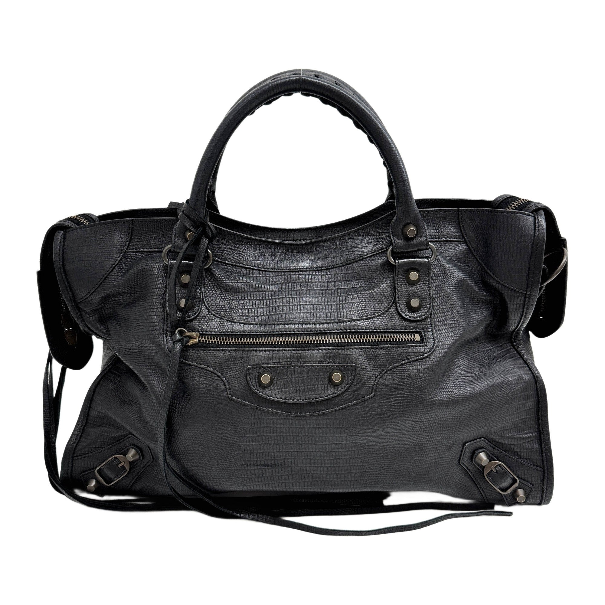 The City Black Leather Two Way Bag