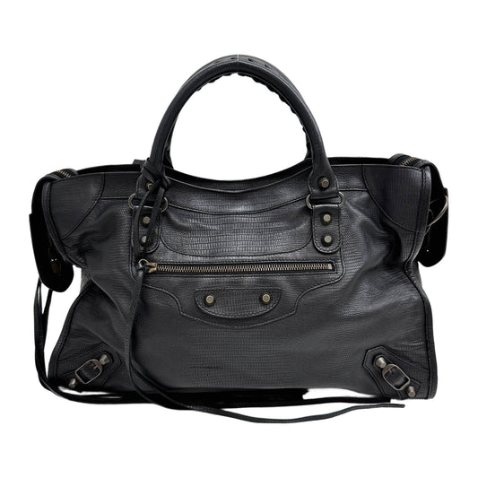 The City Black Leather Two Way Bag