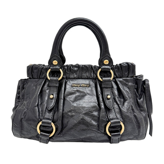 Vitello Black Leather Two Way Bag