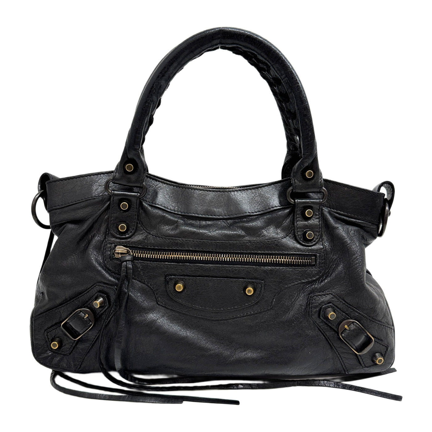 The First Black Leather Two Way Bag