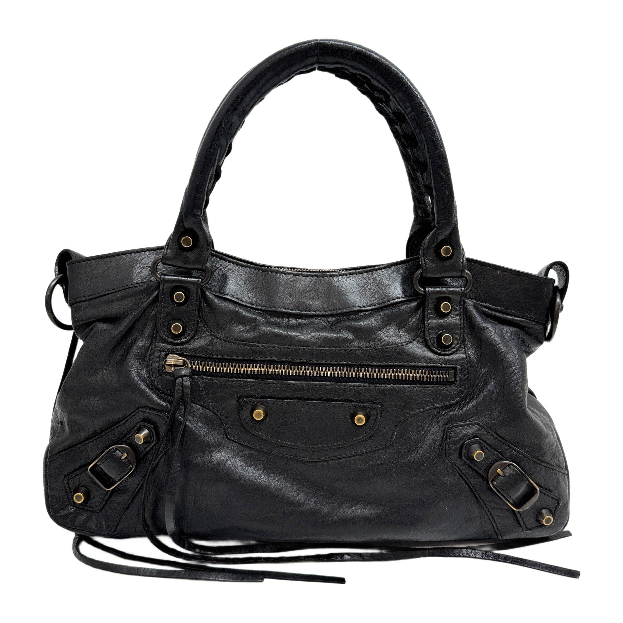 The First Black Leather Two Way Bag