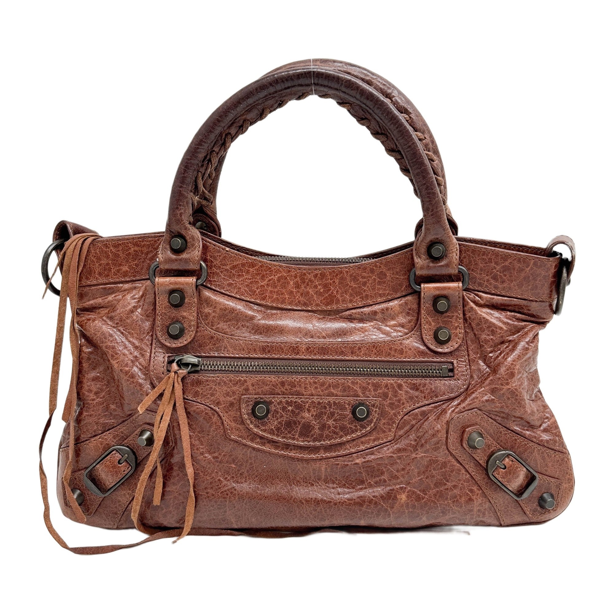 The First Brown Leather Two Way Bag