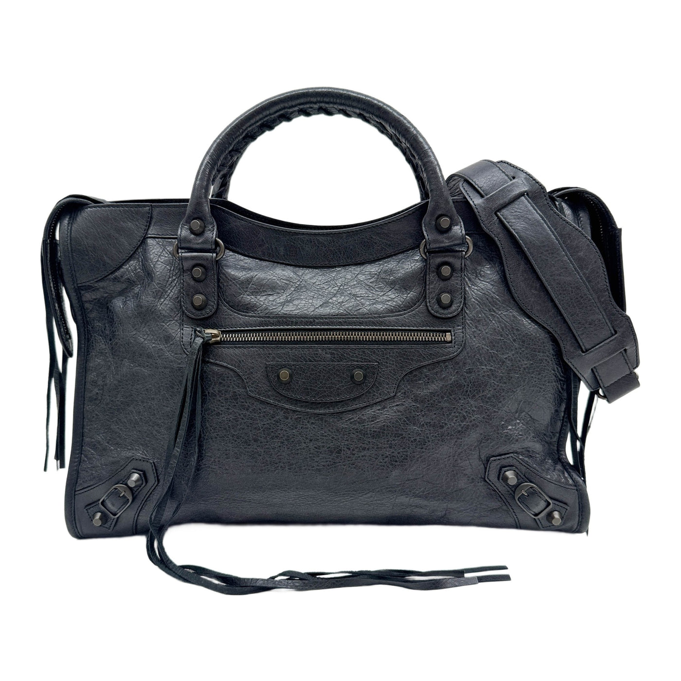The City Black Leather Two Way Bag