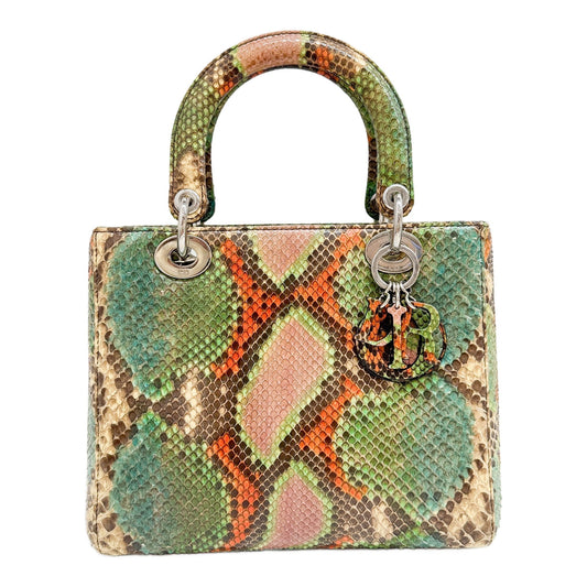 Lady Dior Multicolor Embossed Python Leather Two Way Bag