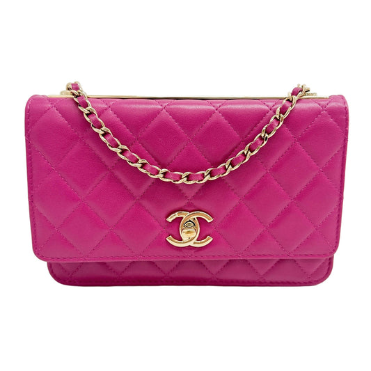 Trendy CC Wallet On Chain 2019 Matelasse Magenta Leather Shoulder Bag