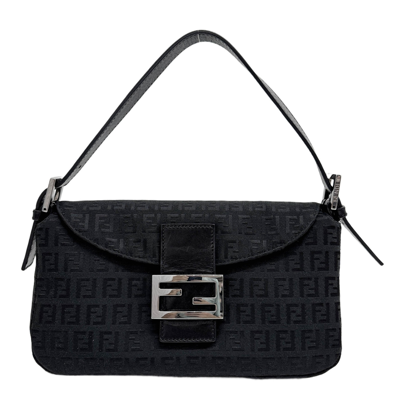 Baguette Black Zucchino Canvas Shoulder Bag