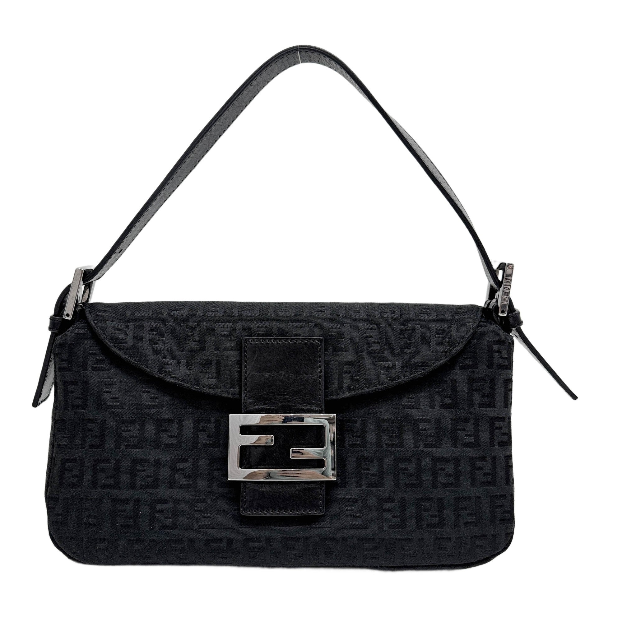 Baguette Black Zucchino Canvas Shoulder Bag
