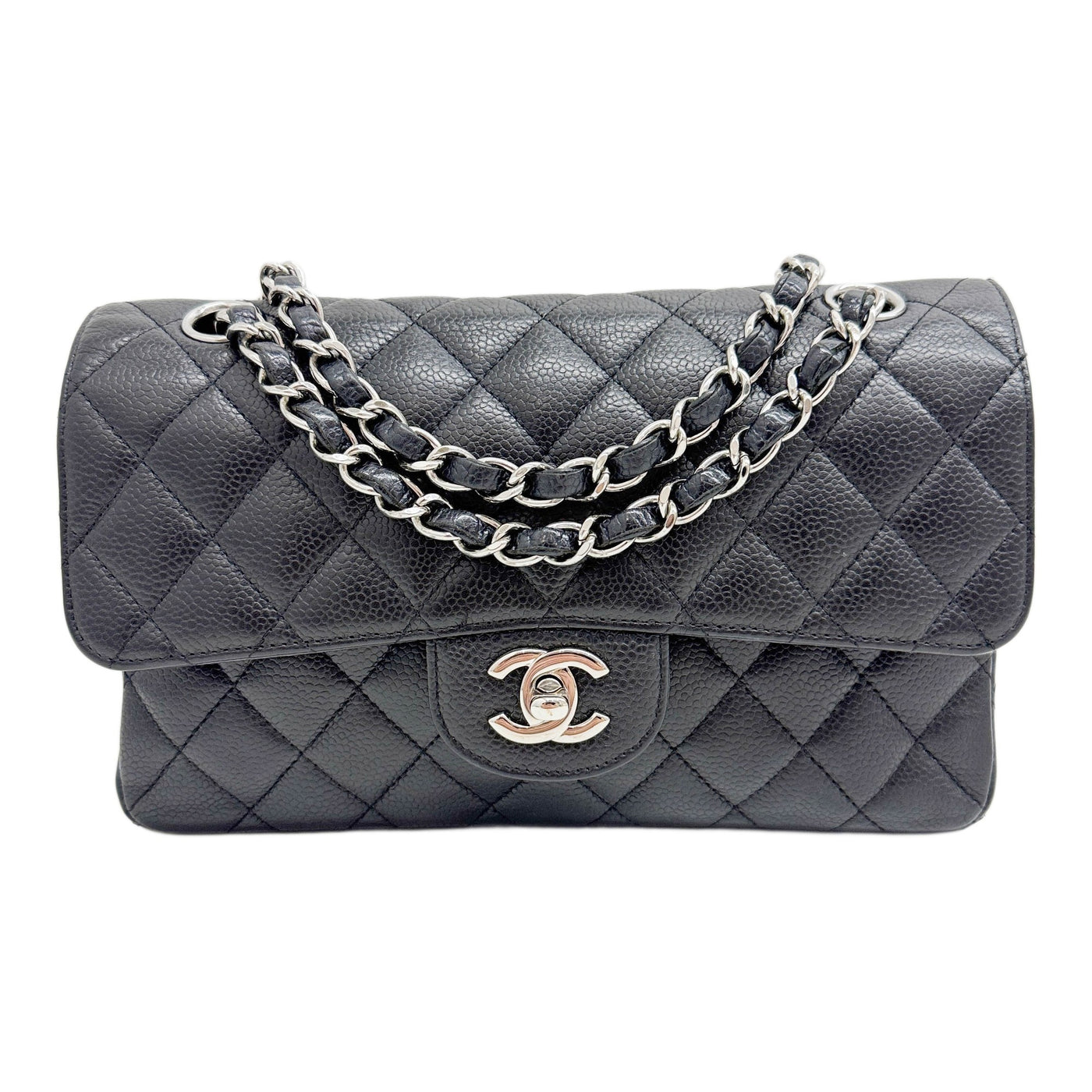 Small Classic Double Flap 2009-2010 Matelasse Black Leather Shoulder Bag