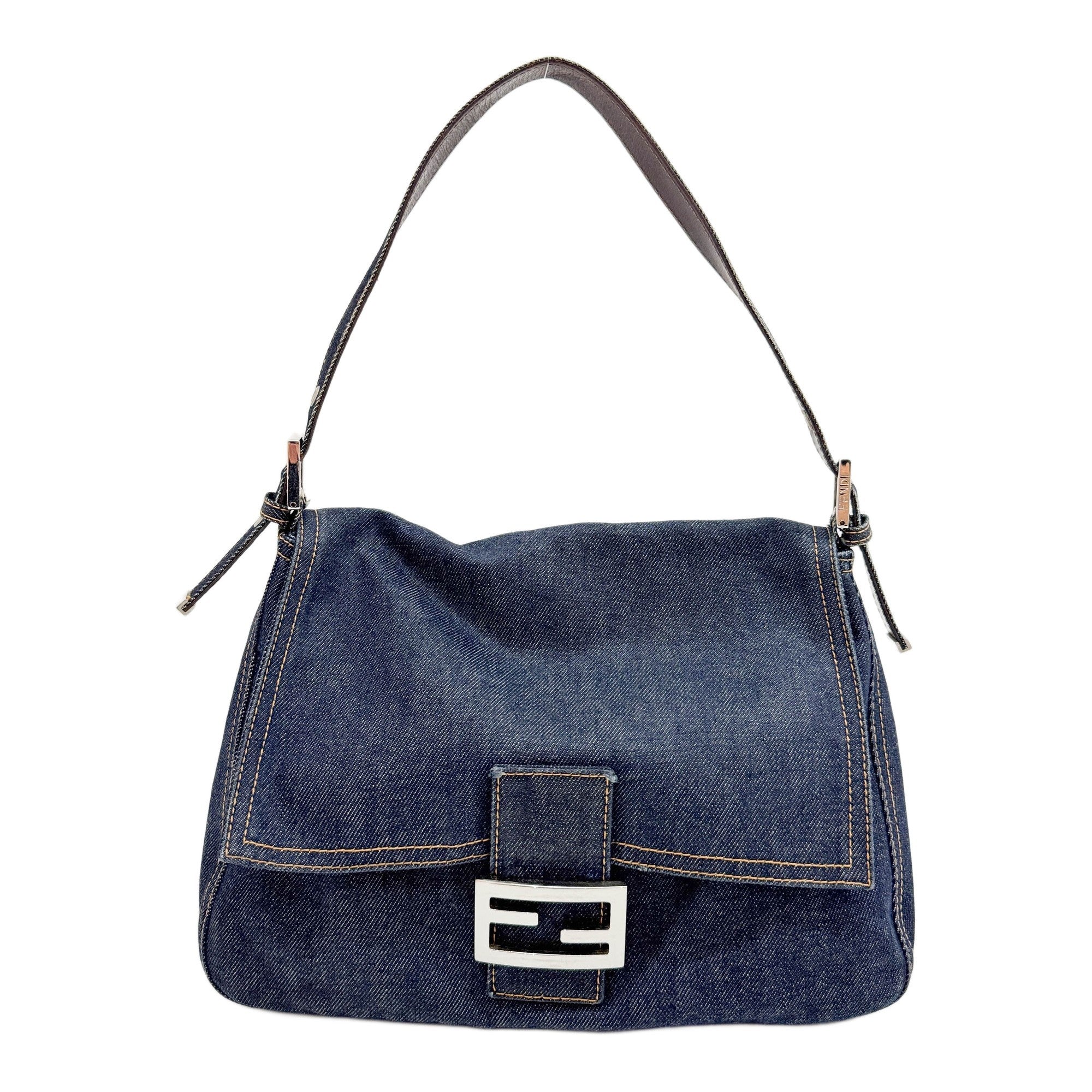 Mamma Baguette Navy Blue Denim Shoulder Bag