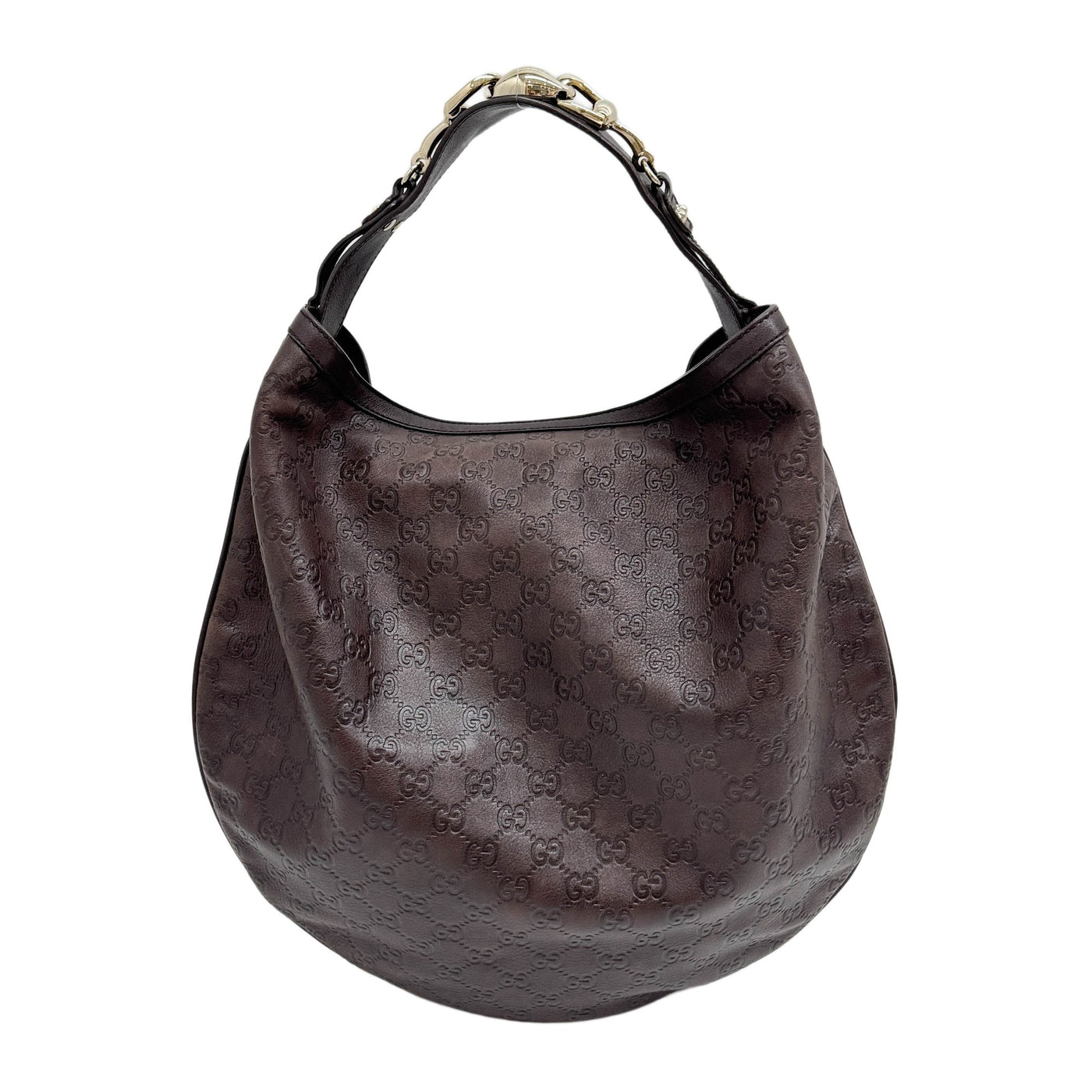 Horsebit Espresso Brown Guccisima Leather Shoulder Bag