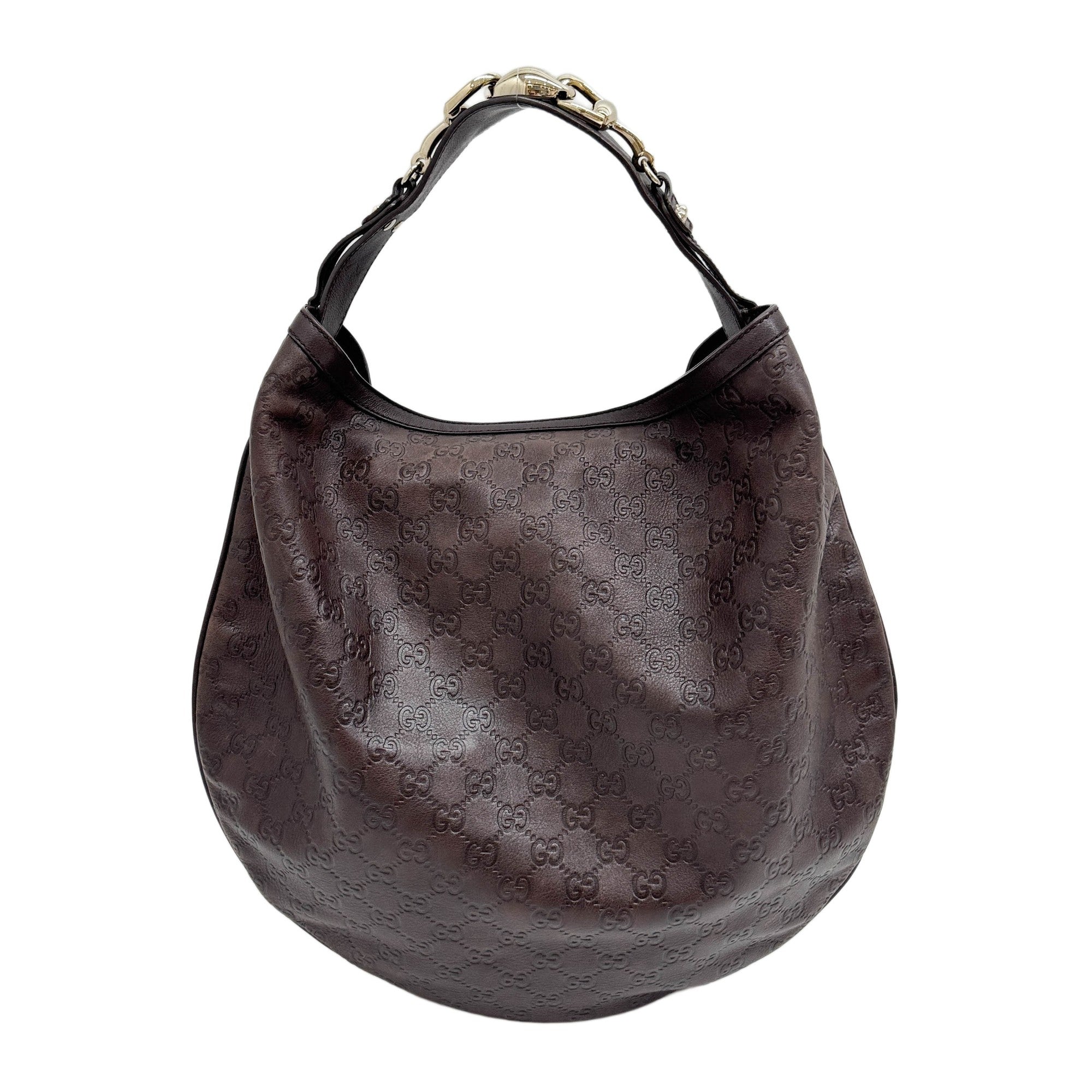 Horsebit Espresso Brown Guccisima Leather Shoulder Bag